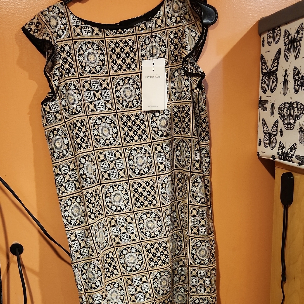 Antik Batik Black and Cream Geometric Mini Dress